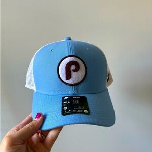 New Nike Philly Phillies Baseball Hat Cooperstown Collection Throwback Blue